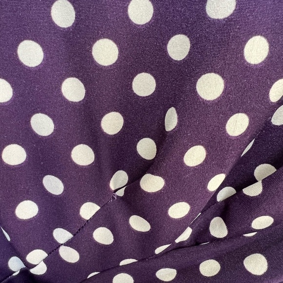 Purple Flare Dress with Cream Polka Dots, Ruche Style Belt Sz Small (runs large) - Picture 8 of 8